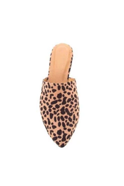 Pointy Toe Closed Toe Flat Mules Sandals Slides-Cheetah Leopard Print -Outlet Shiny Steps Store swirl 126 leopard3