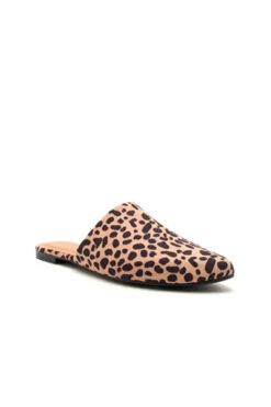 Pointy Toe Closed Toe Flat Mules Sandals Slides-Cheetah Leopard Print -Outlet Shiny Steps Store swirl 126 leopard4