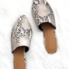 Pointy Toe Closed Toe Flat Mules Sandals Slides-Python Snake Skin Print