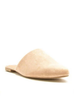 Faux Suede Pointy Toe Closed Toe Flat Mules Sandals Slides-Taupe -Outlet Shiny Steps Store swirl 126 taupesuede2