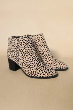 Slip On Almond Toe Stitched Side Booties-Leopard Print
