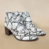 Slip On Almond Toe Stitched Side Booties-Python Snake Print