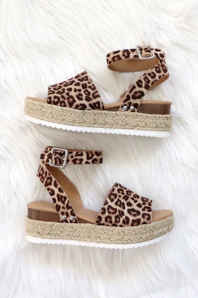 Espadrille Low Platform Flats Sandals With Ankle Strap-Leopard Cheetah Print 1 Espadrille Low Platform Flats Sandals With Ankle Strap-Leopard Cheetah Print