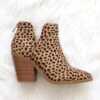 Faux Suede Pointy Toe Side Cutout Booties-Cheetah Leopard Print