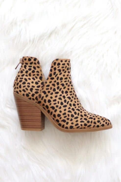 New Release 17 Faux Suede Pointy Toe Side Cutout Booties-Cheetah Leopard Print