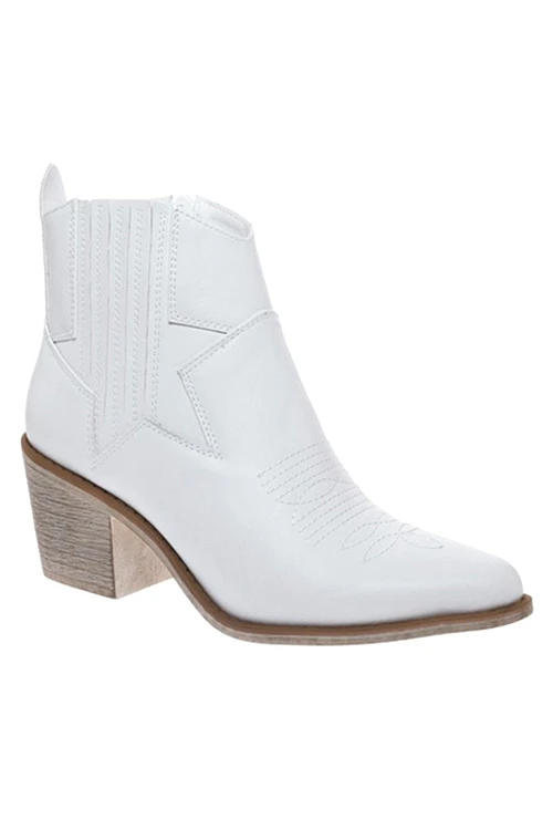 Star Cowgirl Western Booties Rodeo Cowboy Boots-White 2 Star Cowgirl Western Booties Rodeo Cowboy Boots-White - Image 2