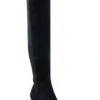 Faux Suede Over The Knee Boots With Low Heel-Black
