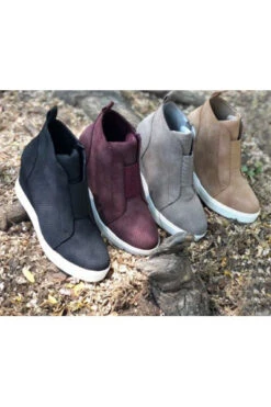 Perforated Wedge Sneakers-Light Grey -Outlet Shiny Steps Store zoey allcolors