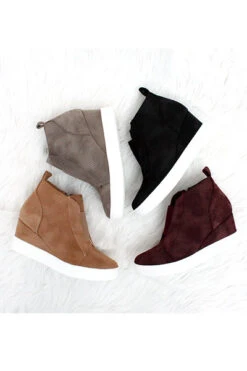 Perforated Wedge Sneakers-Taupe -Outlet Shiny Steps Store zoey allcolors2 1