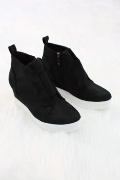 Perforated Wedge Sneakers-Black