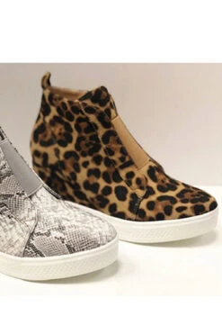 Animal Print Wedge Sneakers-Leopard Print