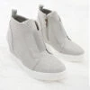 Perforated Wedge Sneakers-Light Grey