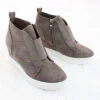 Perforated Wedge Sneakers-Taupe